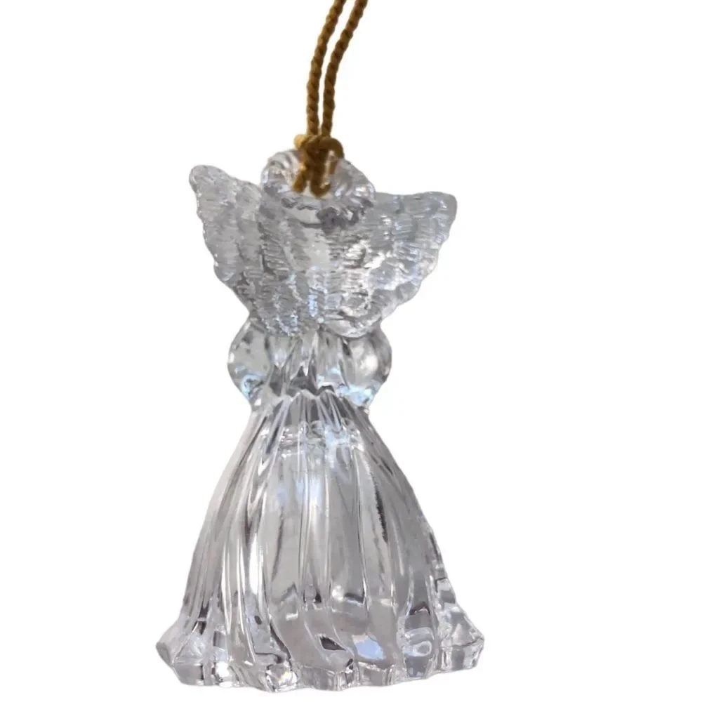 SET 3 VINTAGE GORHAM LEAD CRYSTAL ANGEL ORNAMENTS WITH GOLD TASSELS